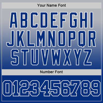 Custom Gray Royal-White Fade Fashion Round Neck Sublimation Basketball Suit Jersey