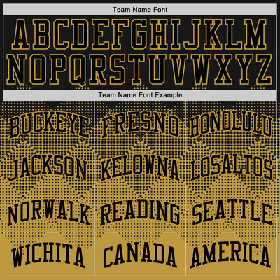 Custom Black Old Gold Gradient Square Shapes Round Neck Sublimation Basketball Suit Jersey