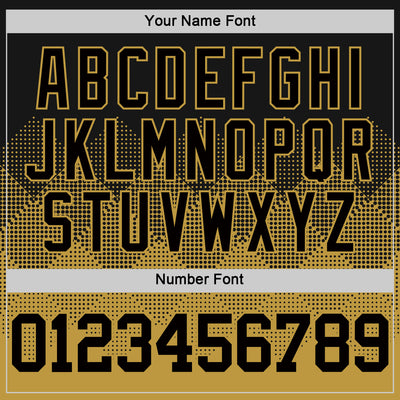 Custom Black Old Gold Gradient Square Shapes Round Neck Sublimation Basketball Suit Jersey