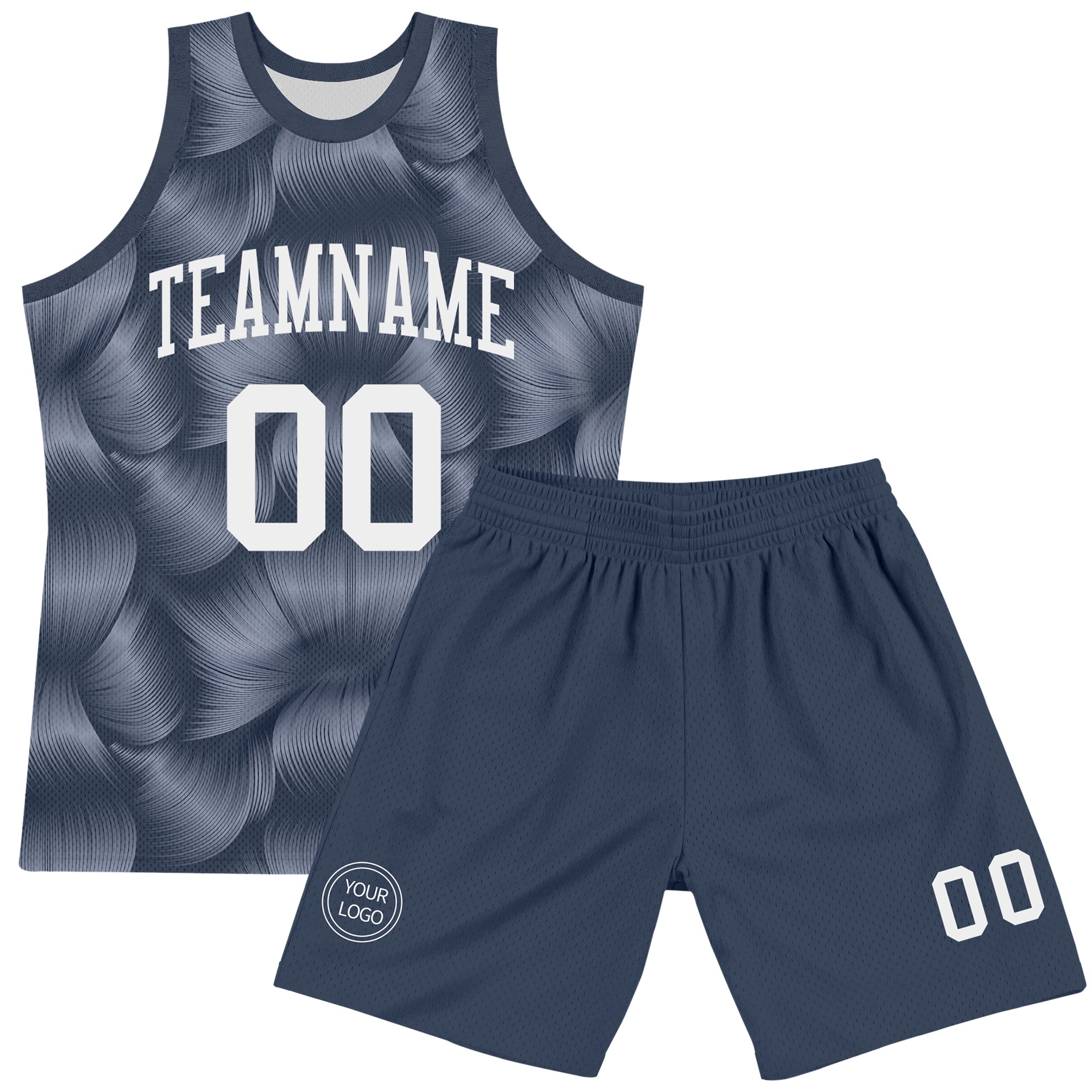 Custom Steel Gray White Line Round Neck Sublimation Basketball Suit Jersey