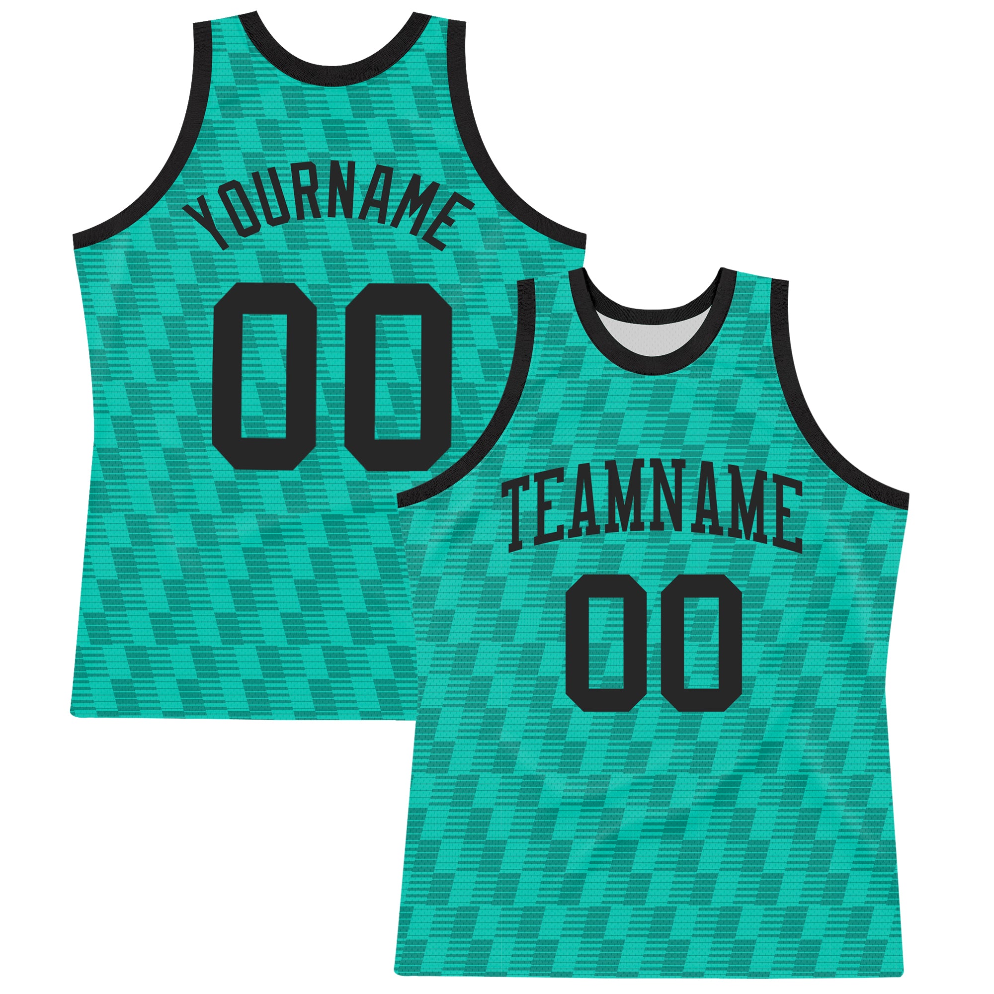 Custom Teal White Line Round Neck Sublimation Basketball Suit Jersey