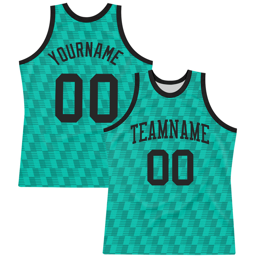Custom Teal White Line Round Neck Sublimation Basketball Suit Jersey
