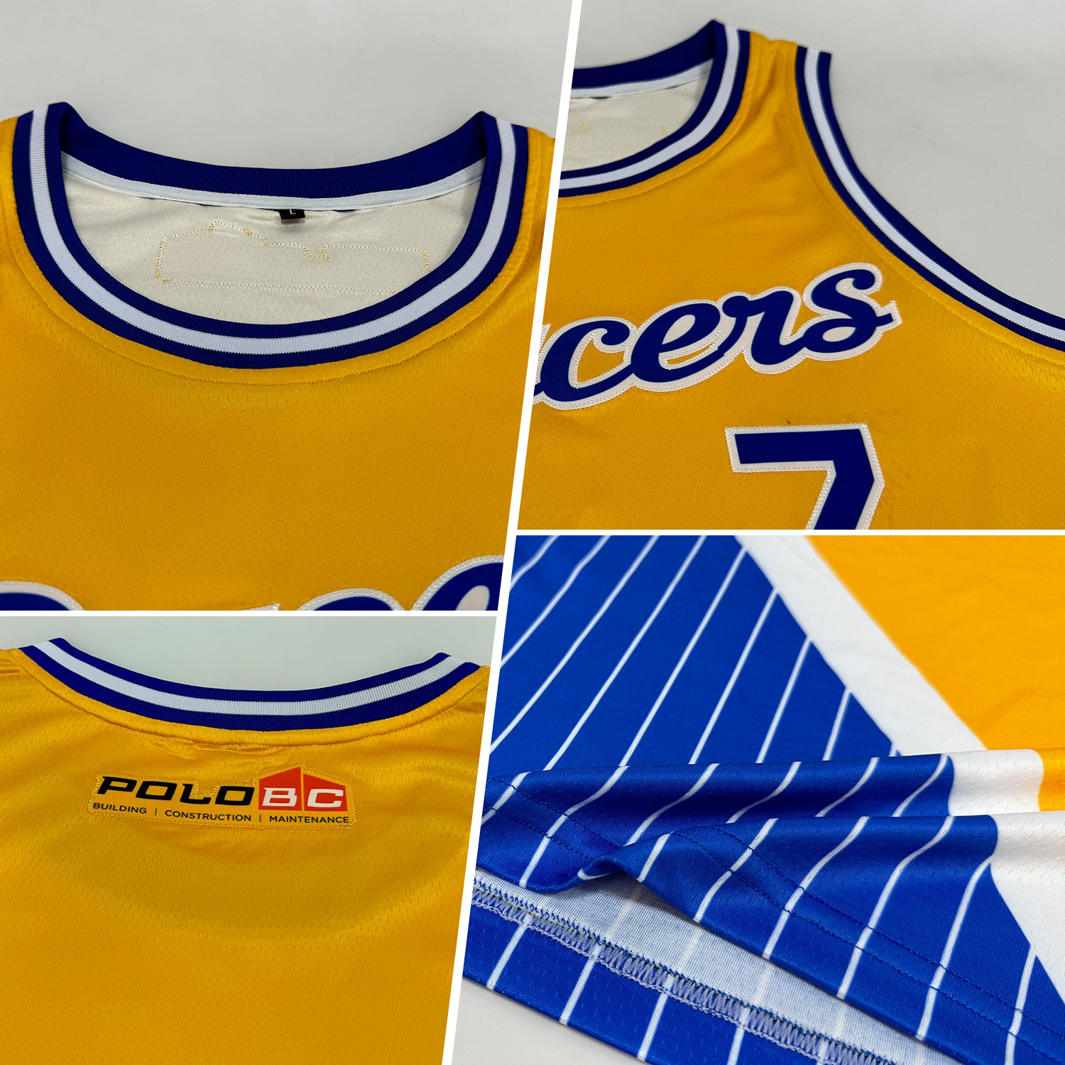 Custom Gold Royal-White Triangle Pinstripes Authentic City Edition Basketball Jersey