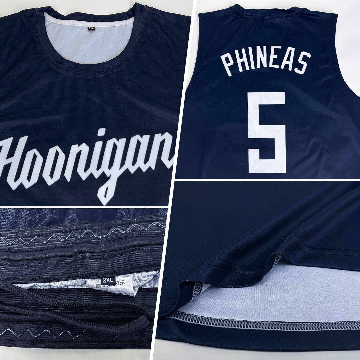 Custom Navy White Round Neck Suit Basketball Jersey