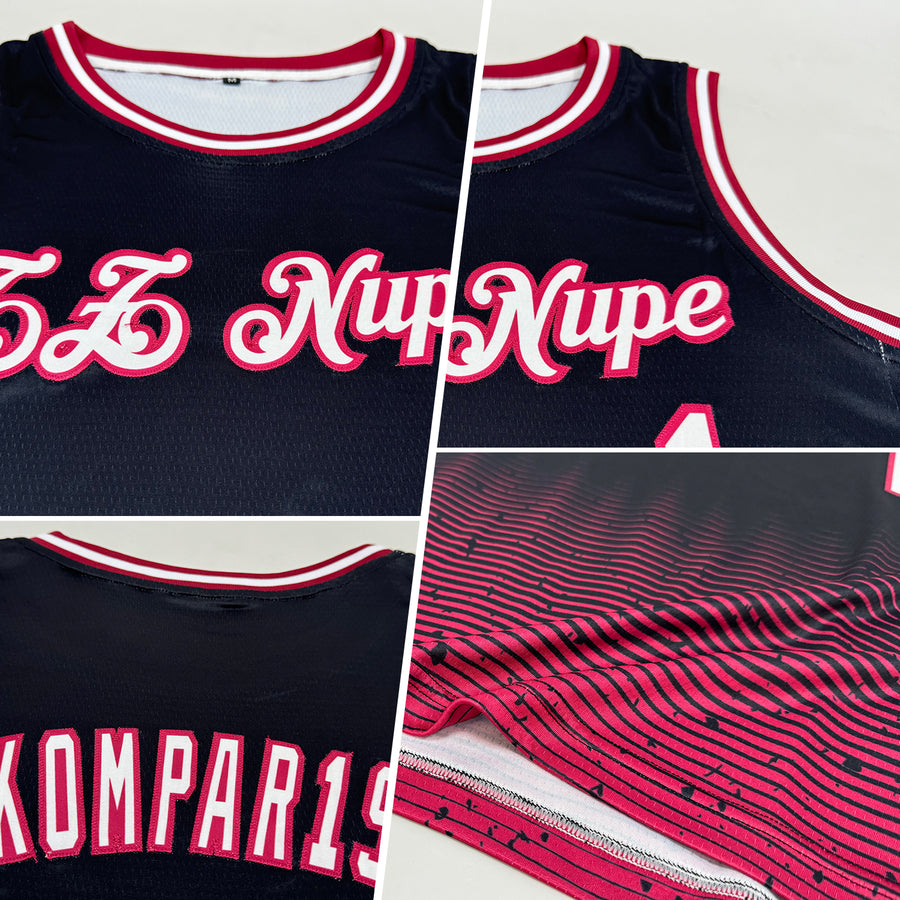 Custom Black White-Maroon Fade Fashion Authentic City Edition Basketball Jersey