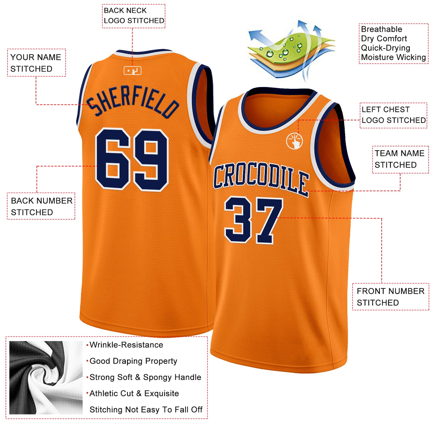 Custom Bay Orange Navy-White Authentic Basketball Jersey