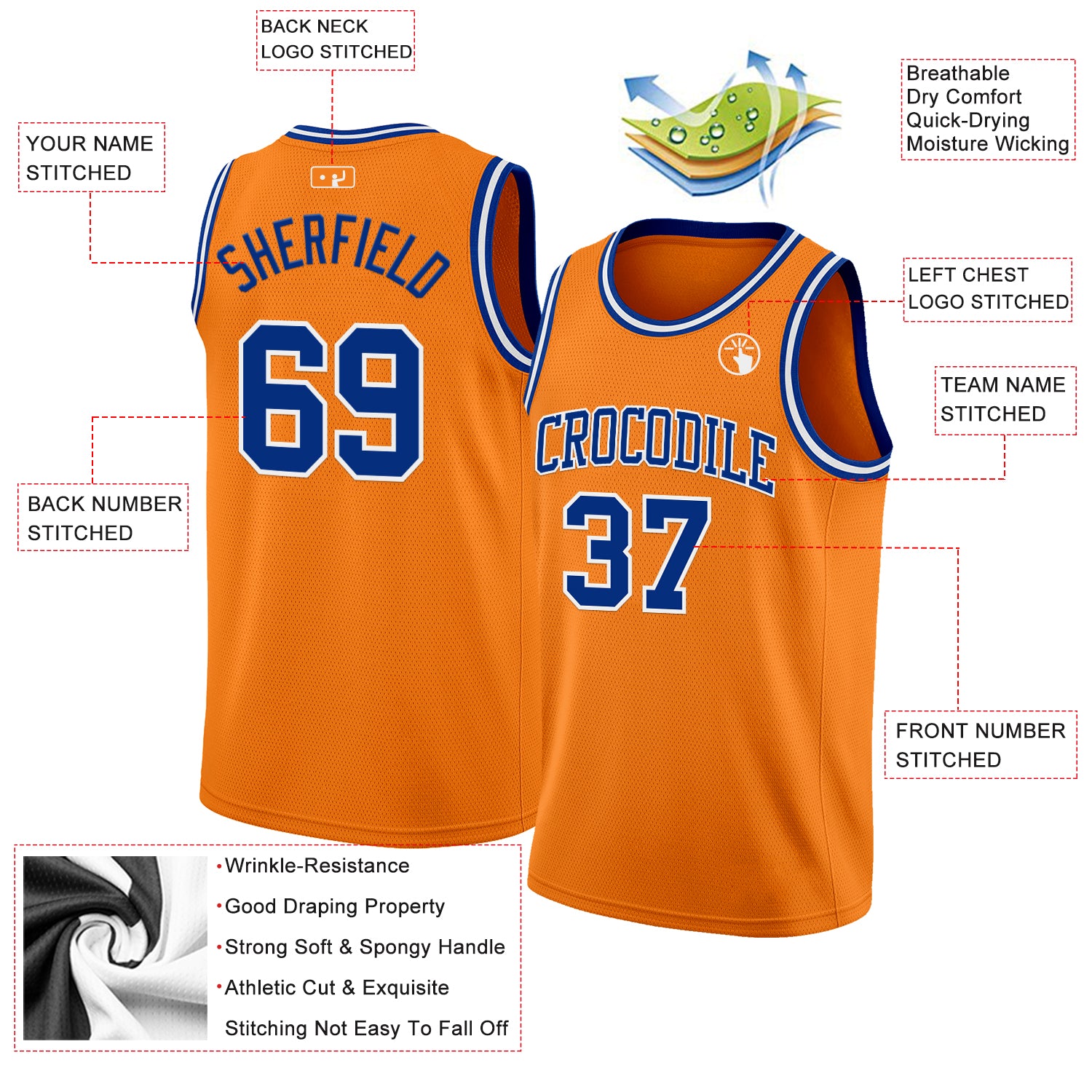 Custom Bay Orange Royal-White Authentic Basketball Jersey