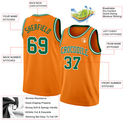 Custom Bay Orange Kelly Green-White Authentic Basketball Jersey