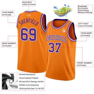 Custom Bay Orange Purple-White Authentic Basketball Jersey