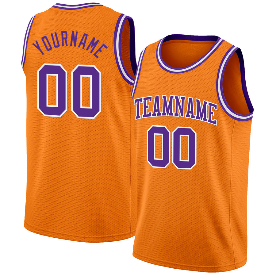 Custom Bay Orange Purple-White Authentic Basketball Jersey