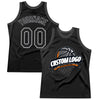 Custom Black Gray-Steel Gray Authentic Throwback Basketball Jersey