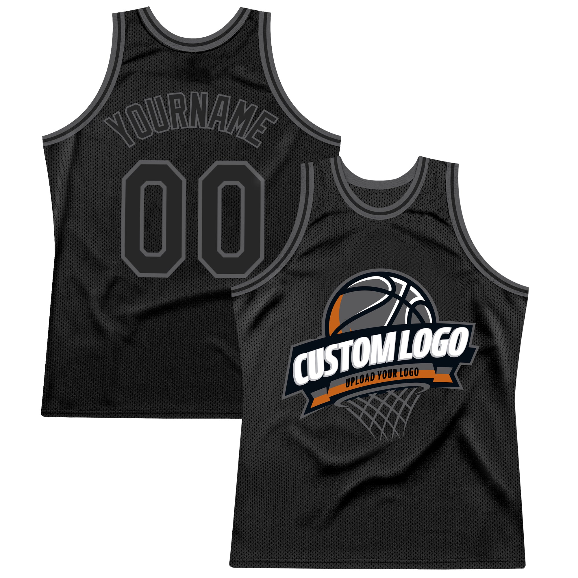 Custom Black Steel Gray Authentic Throwback Basketball Jersey