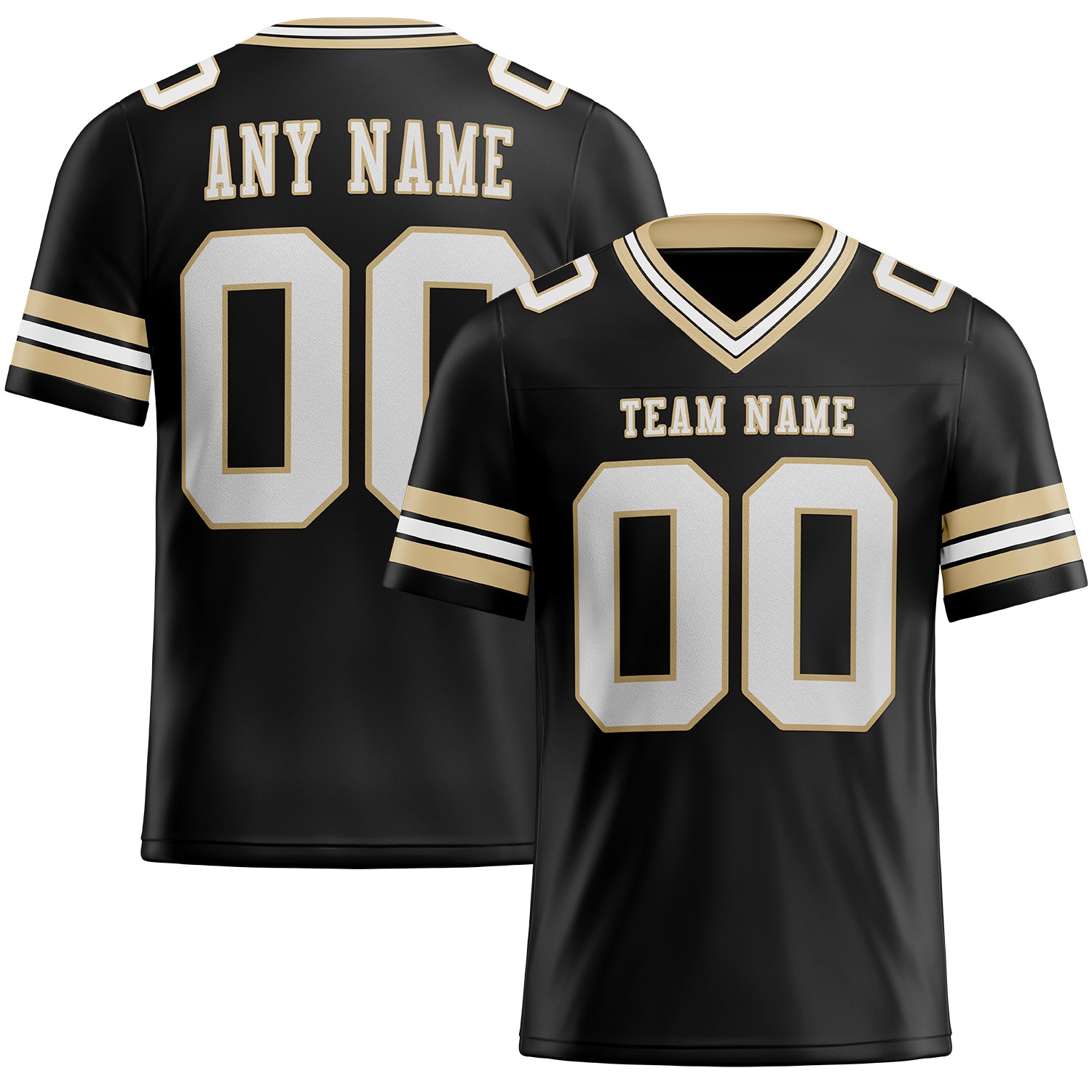 Custom Black White-Vegas Gold Authentic Football Jersey