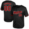 Custom Black Red-White Mesh Authentic Throwback Baseball Jersey