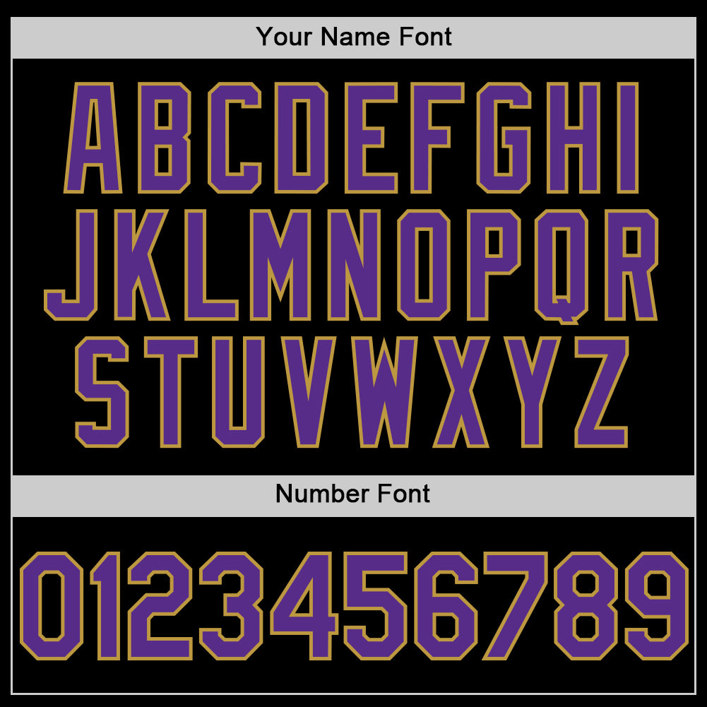 Custom Black Purple-Old Gold Mesh Authentic Throwback Baseball Jersey