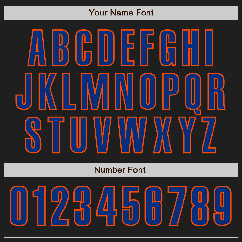 Custom Black Royal-Orange Authentic Baseball Jersey