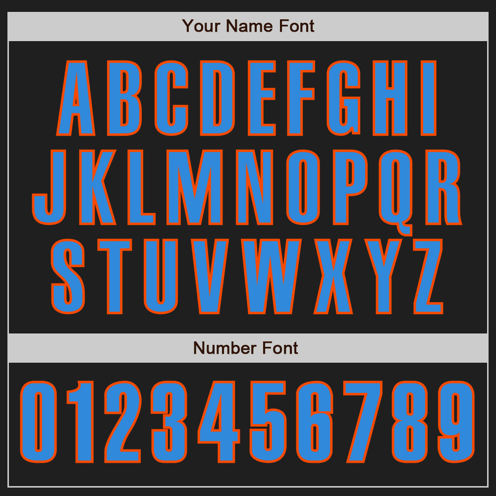 Custom Black Electric Blue-Orange Authentic Baseball Jersey