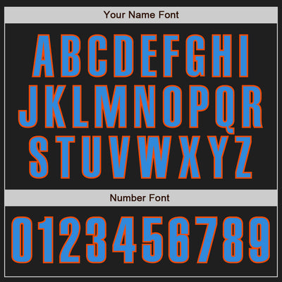 Custom Black Electric Blue-Orange Authentic Baseball Jersey