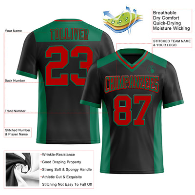Custom Black Red-Kelly Green Authentic Football Jersey