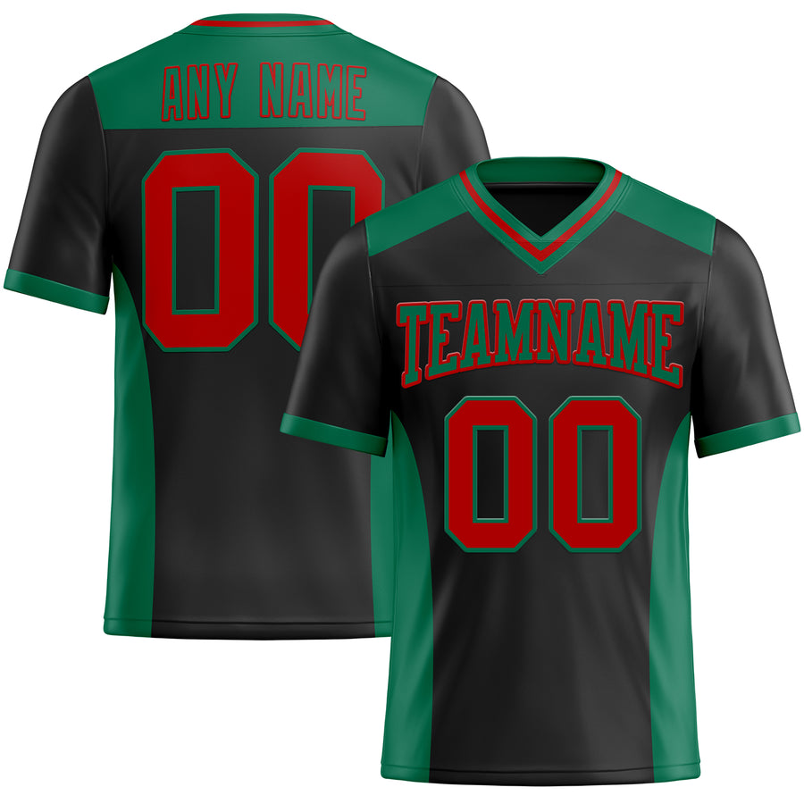 Custom Black Red-Kelly Green Authentic Football Jersey