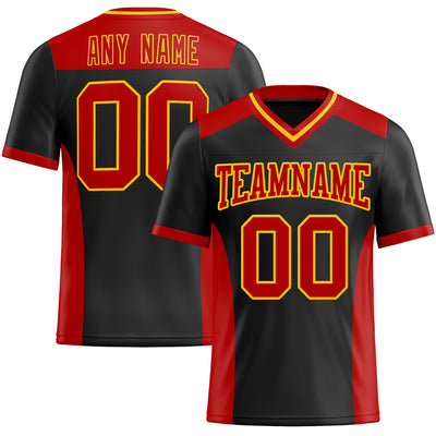 Custom Black Red-Yellow Authentic Football Jersey