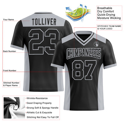 Custom Black Gray Authentic Football Jersey