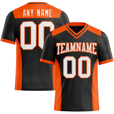 Custom Black White-Orange Authentic Football Jersey