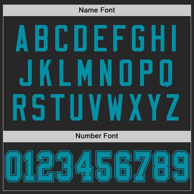 Custom Black Teal Mesh Authentic Throwback Football Jersey