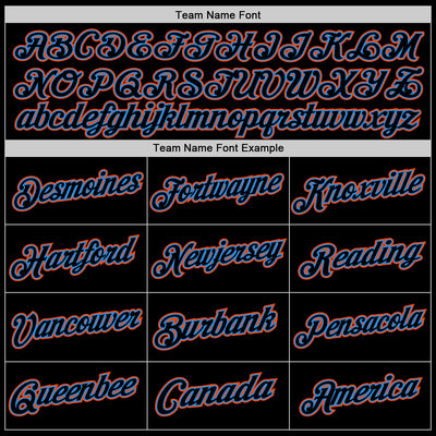 Custom Black Powder Blue-Orange Authentic Throwback Basketball Jersey