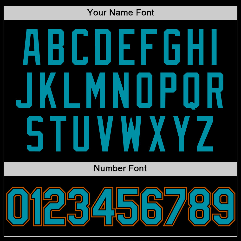 Custom Black Teal-Texas Orange Authentic Throwback Basketball Jersey