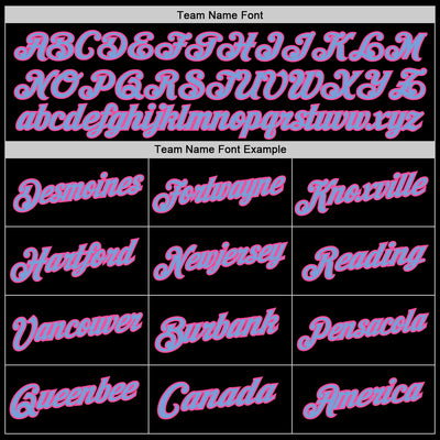 Custom Black Light Blue-Pink Authentic Throwback Basketball Jersey