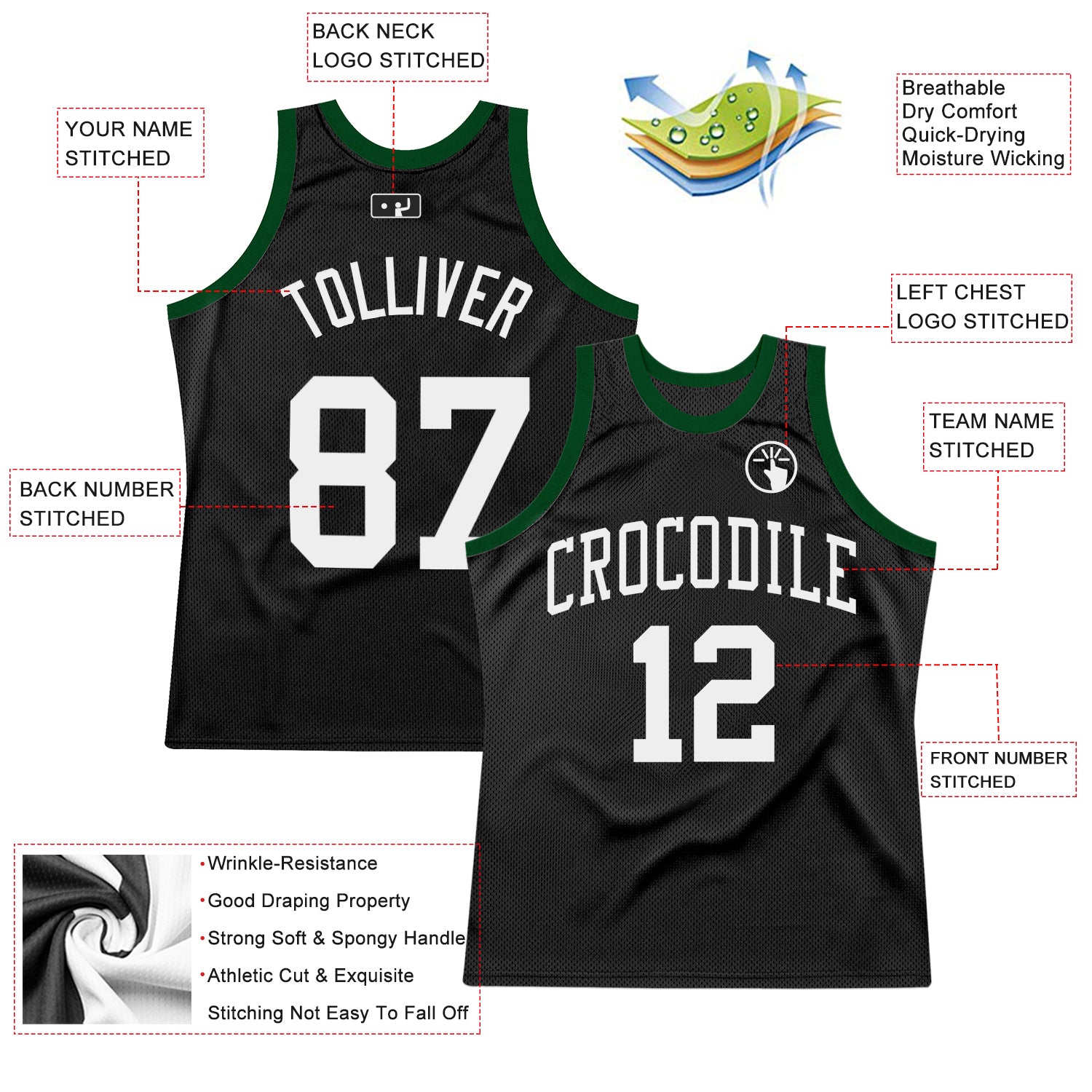 Custom Black White Authentic Throwback Basketball Jersey
