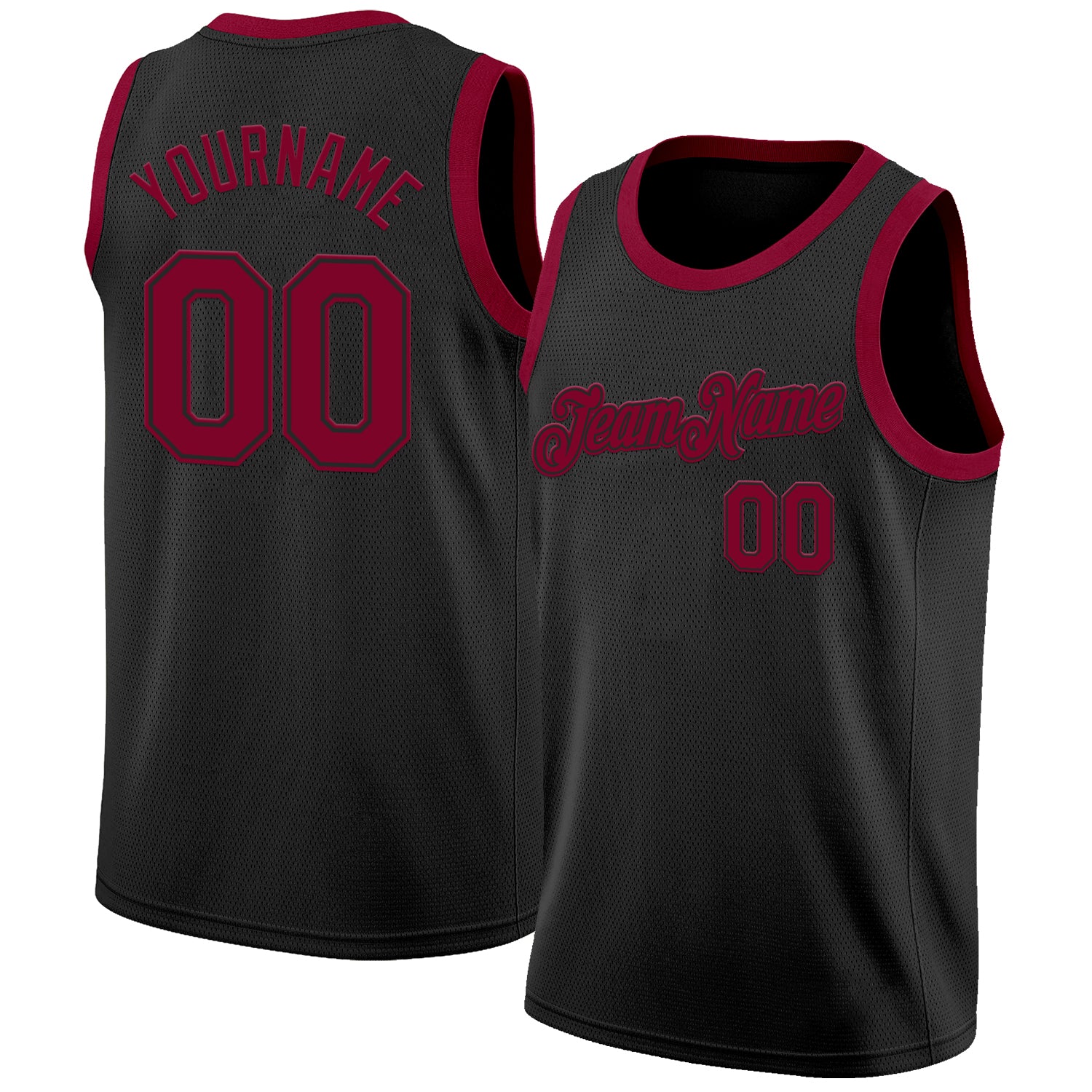 Custom Black Maroon Authentic Basketball Jersey