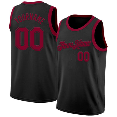 Custom Black Maroon Authentic Basketball Jersey