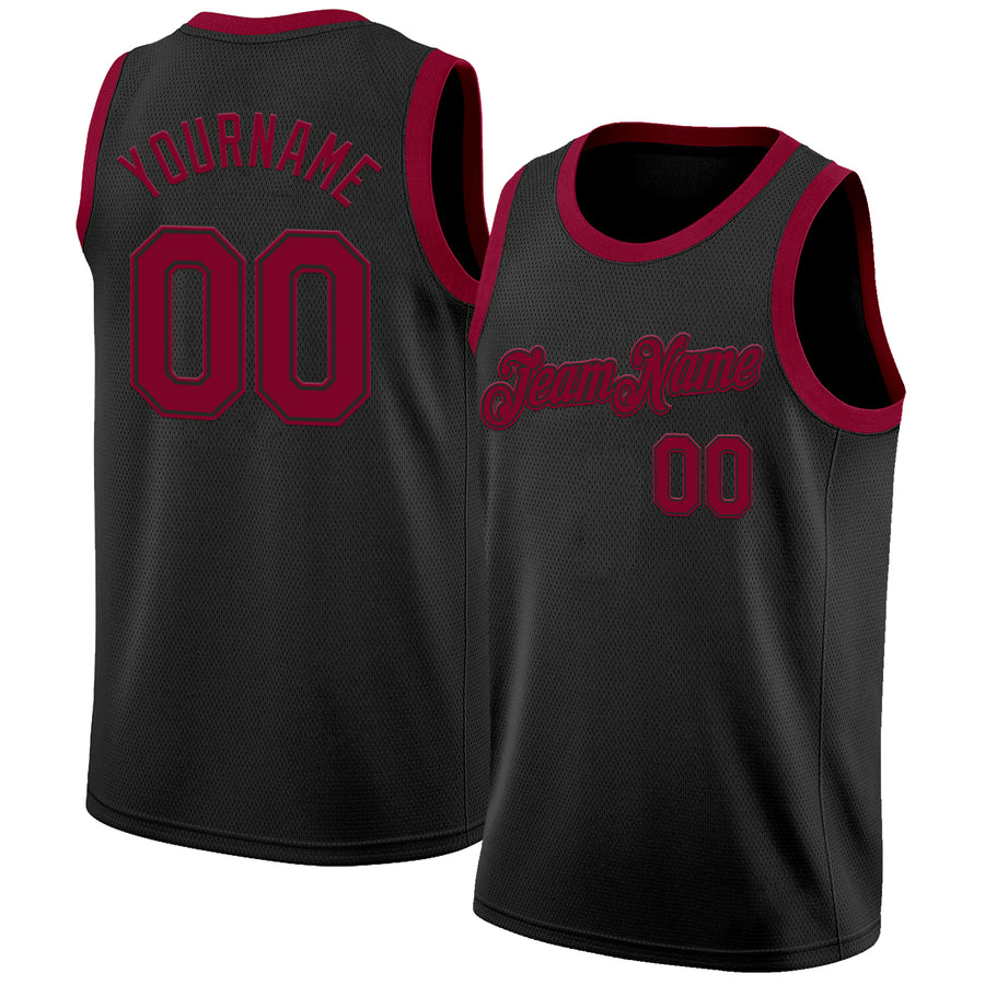 Custom Black Maroon Authentic Basketball Jersey