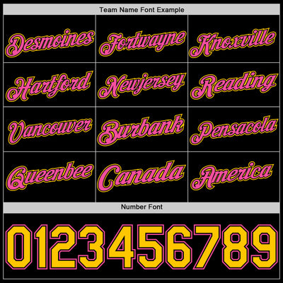 Custom Black Yellow-Pink Authentic Basketball Jersey