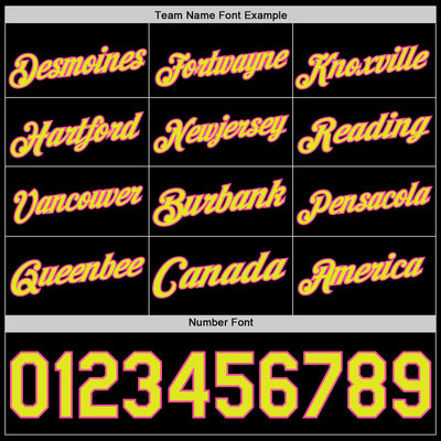 Custom Black Neon Yellow-Pink Authentic Basketball Jersey