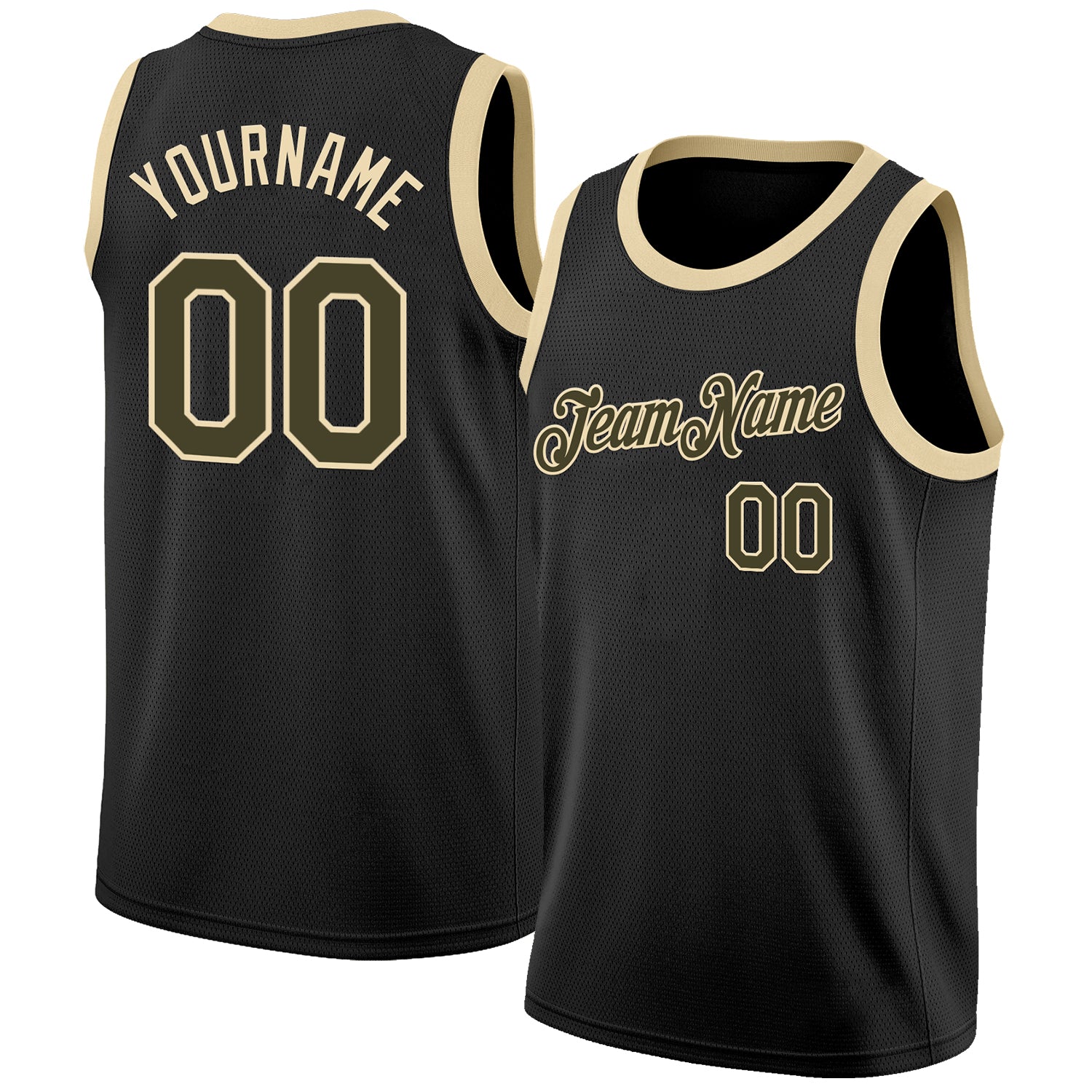 Custom Black Olive-Cream Authentic Basketball Jersey