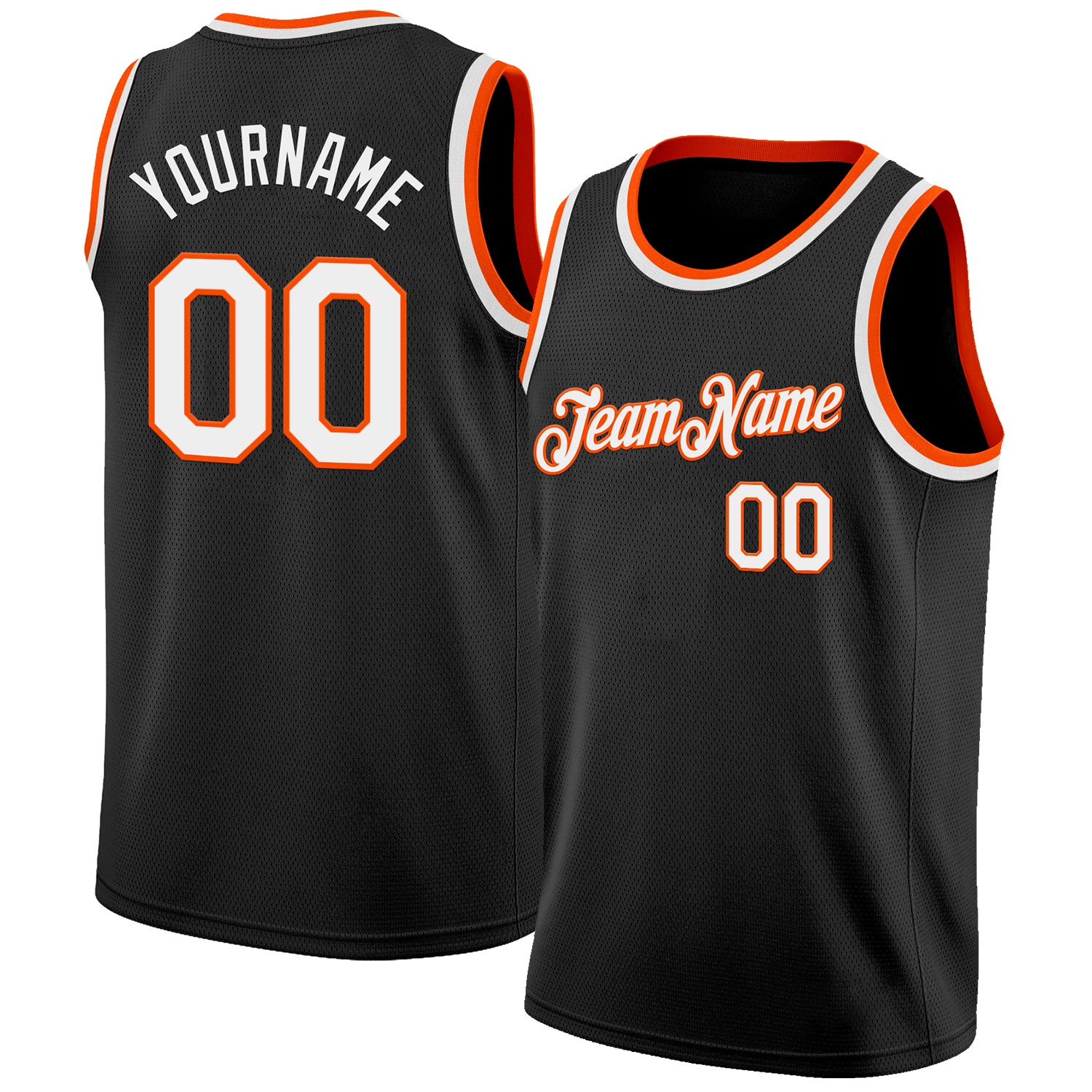 Custom Black White-Orange Authentic Basketball Jersey