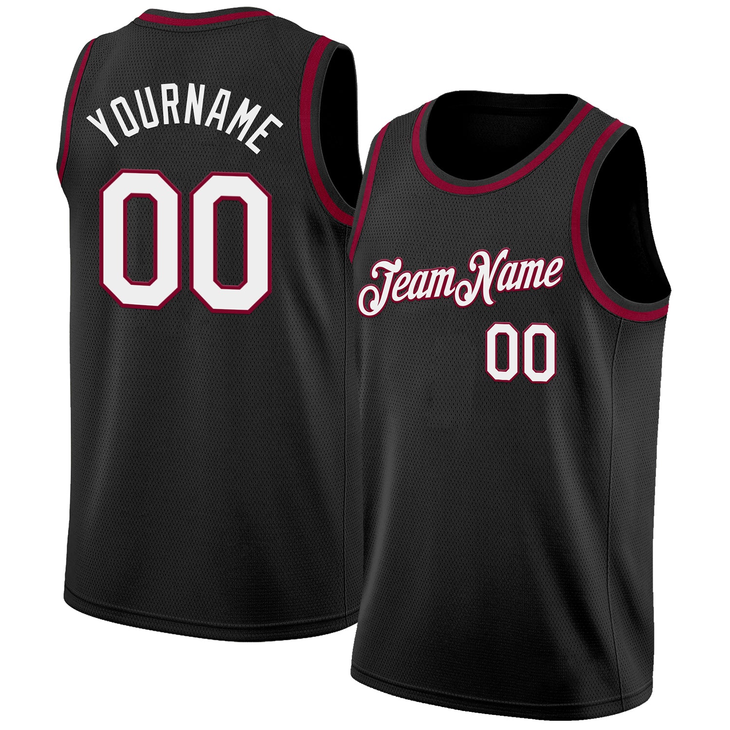 Custom Black White-Maroon Authentic Basketball Jersey