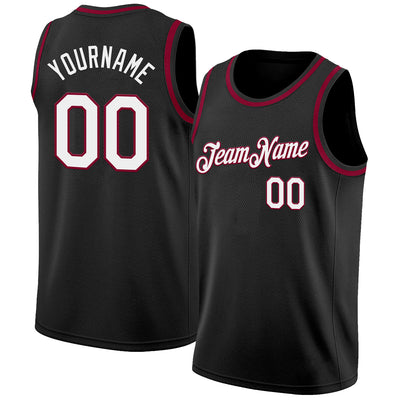 Custom Black White-Maroon Authentic Basketball Jersey