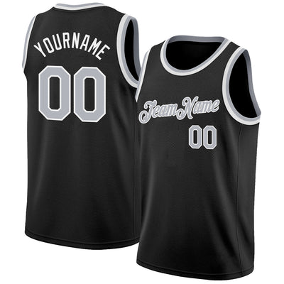 Custom Black Gray-White Authentic Basketball Jersey