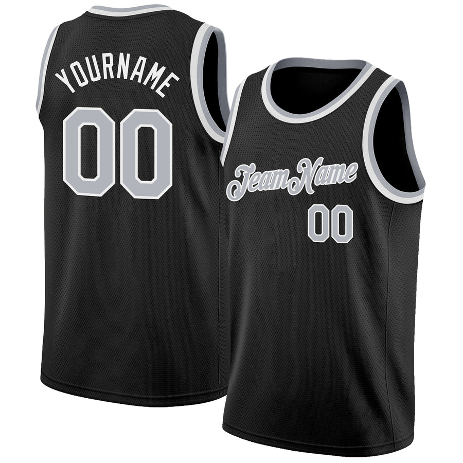 Custom Black Gray-White Authentic Basketball Jersey