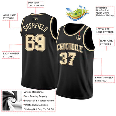 Custom Black Cream Authentic Basketball Jersey