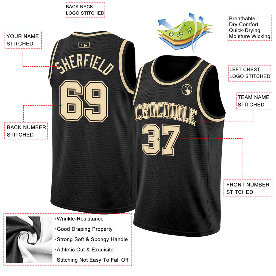 Custom Black Cream Authentic Basketball Jersey