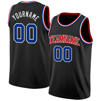 Custom Black Royal White-Red Authentic Basketball Jersey