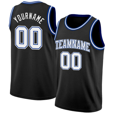 Custom Black White-Royal Authentic Basketball Jersey