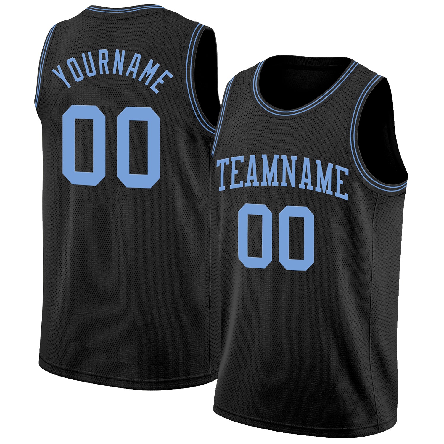 Custom Black Light Blue Authentic Basketball Jersey