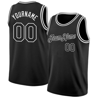 Custom Black White Authentic Basketball Jersey