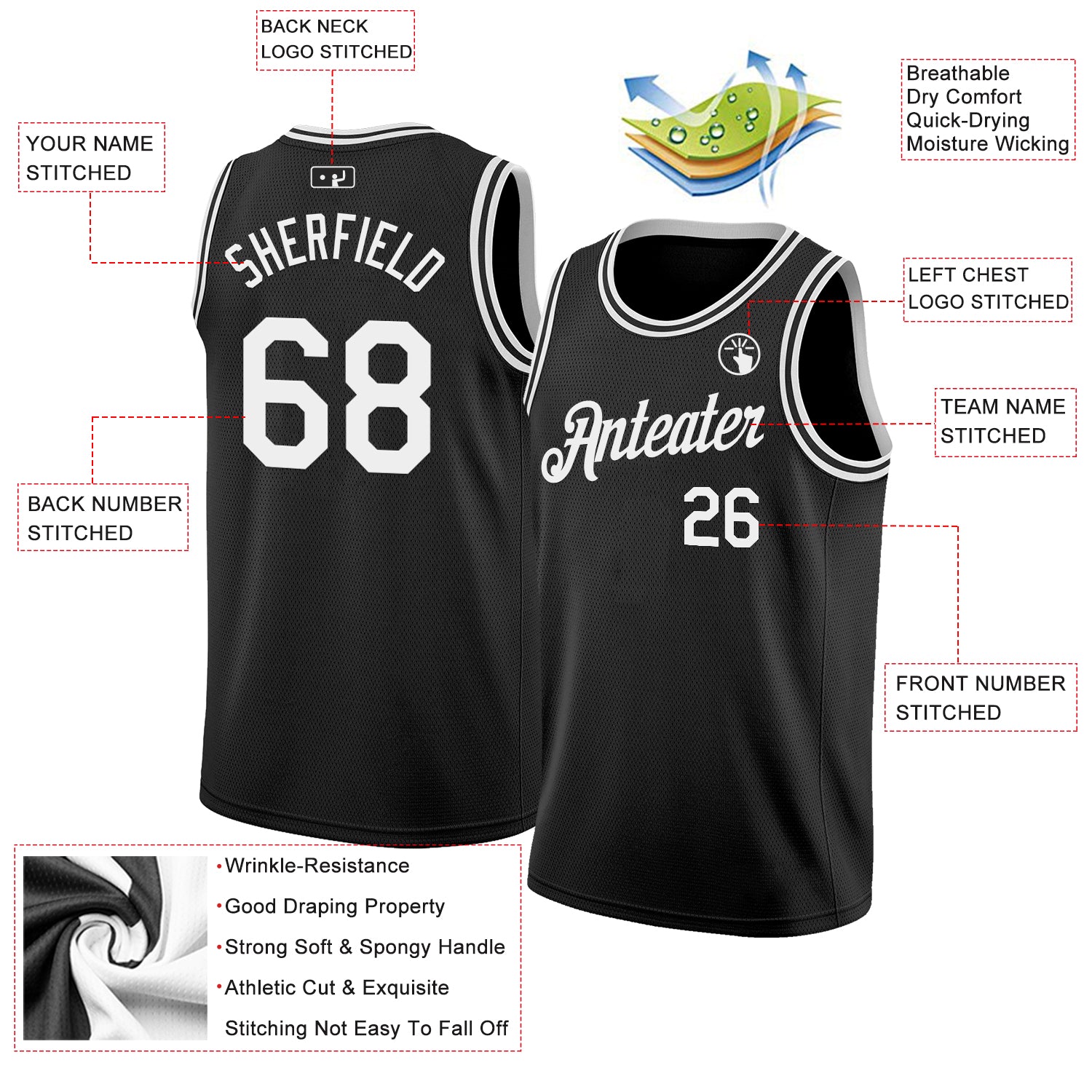 Custom Black White Authentic Basketball Jersey